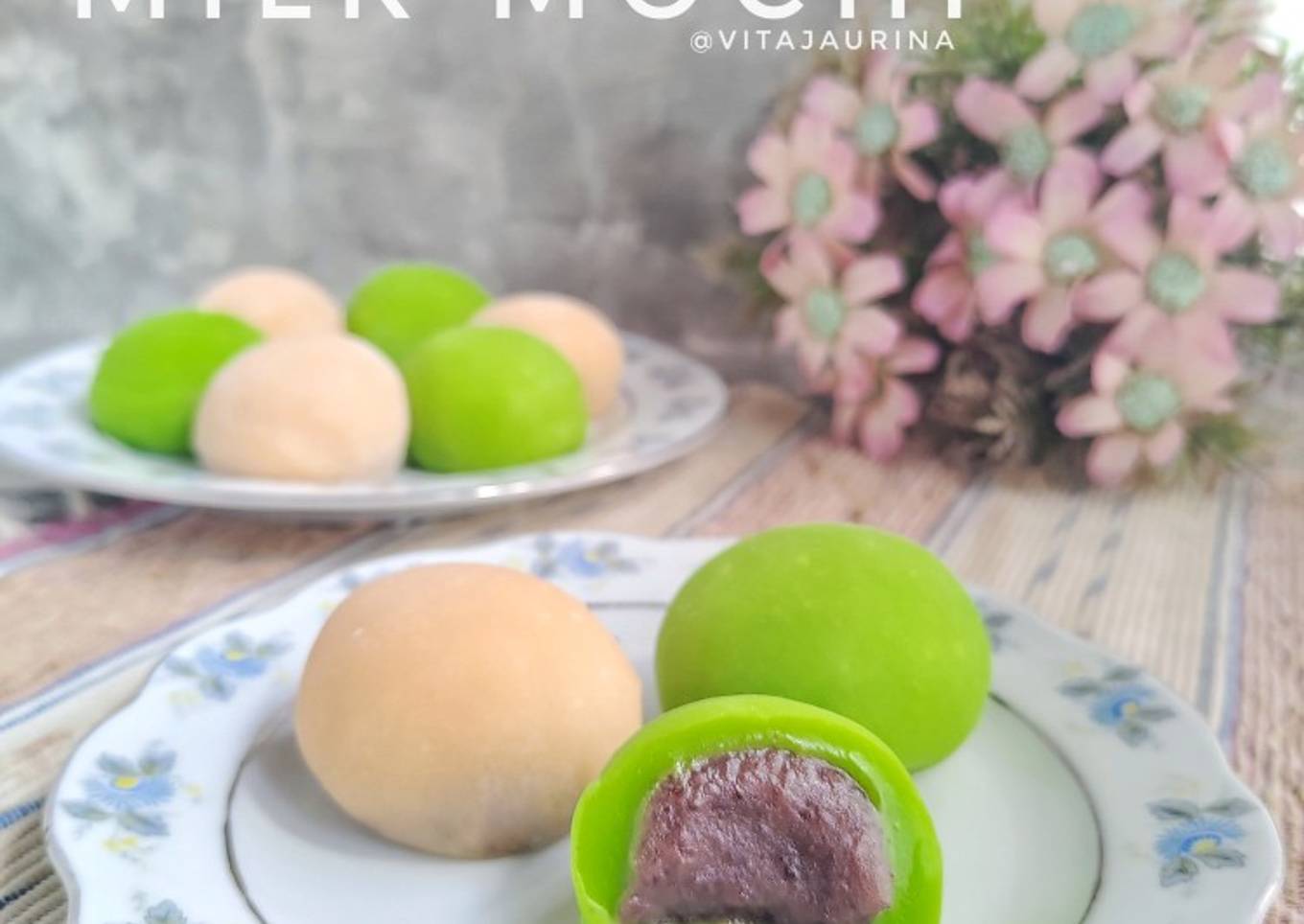 Resep Milk Mochi (isi pasta kacang merah)