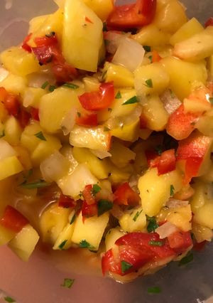 A picture of Mango-Peach Salsa.