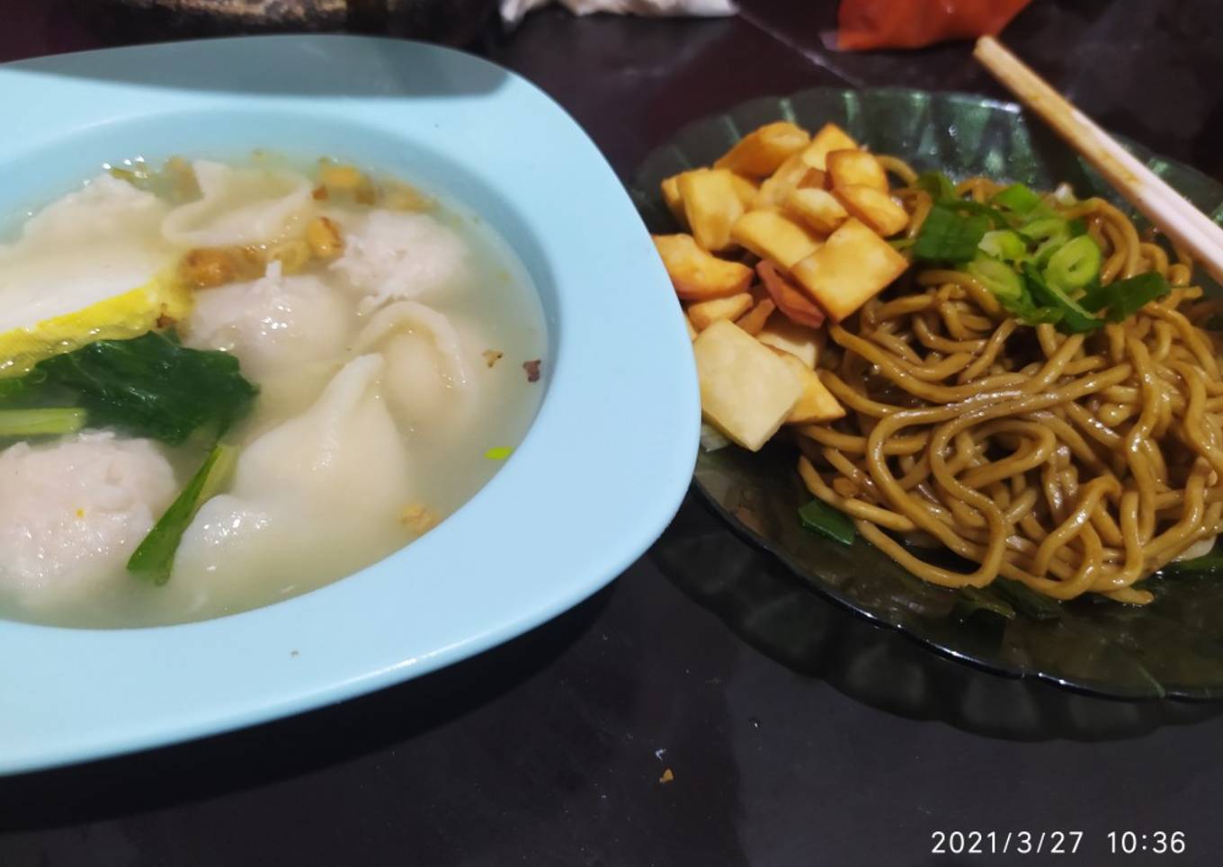 Bakmie pangsit + bakso ayam homemade