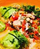Sopa de Salmón Rocoto con Aguacate (Spicy Salmón Soup)
