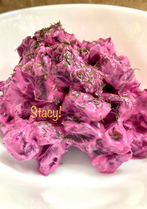 A picture of Beet Salad with Yogurt and Walnuts.