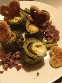 Una foto de Alcachofas con jamón