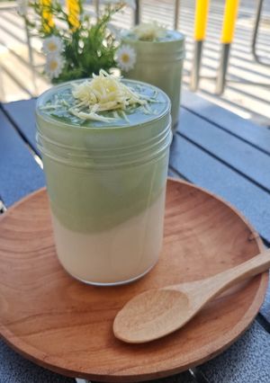 Foto resep Panna Cotta Matcha Pudding 2 Lapis ala Kafe 🍮💚
