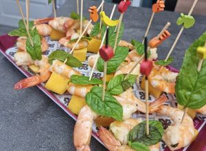 Une photo de °Brochettes de gambas mangue et vanille°