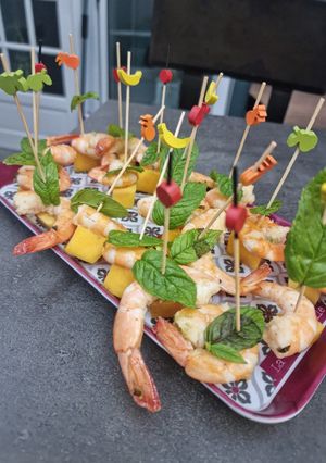 Une photo de °Brochettes de gambas mangue et vanille°