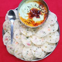 A picture of Semolina mixed vegetable Idli.