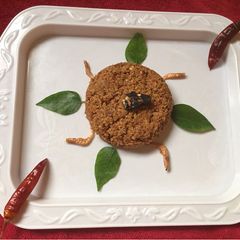 A picture of Mangalorean special dry shrimp chutney / yetti chutney.