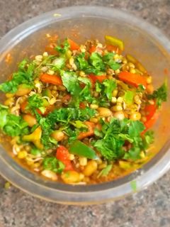 સ્પ્રાઉટેડ મગનું સલાડ (sprouted mung salad recipe in Gujarati) રેસીપી મુખ્ય ફોટો