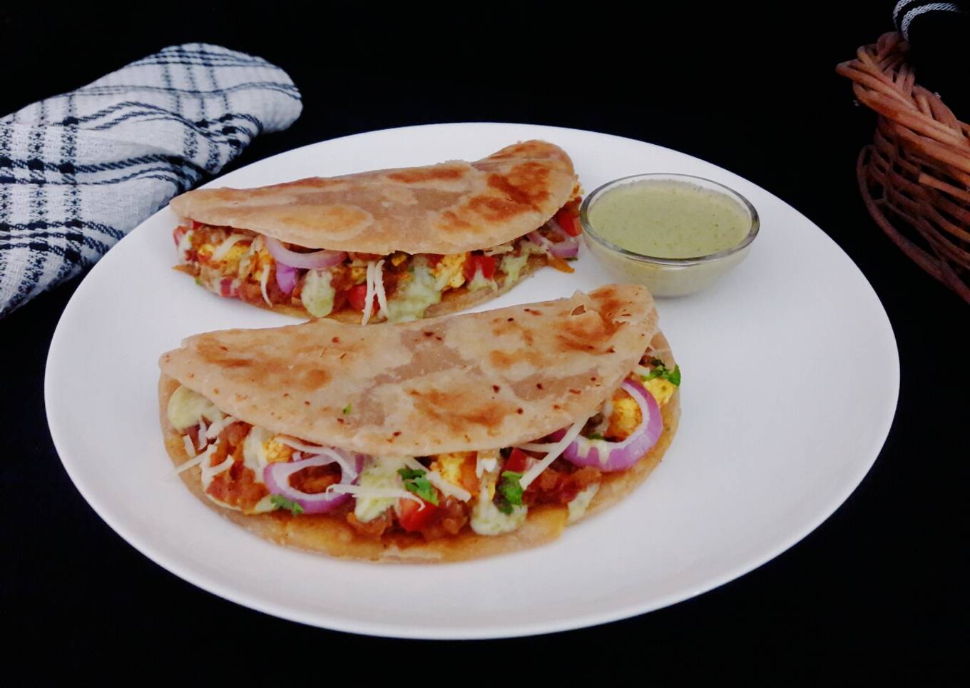 Paneer tikka paratha tacos