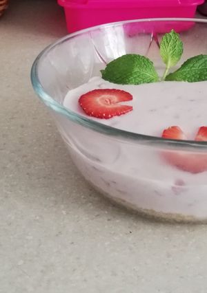 Una foto de Tarta de queso con fresa