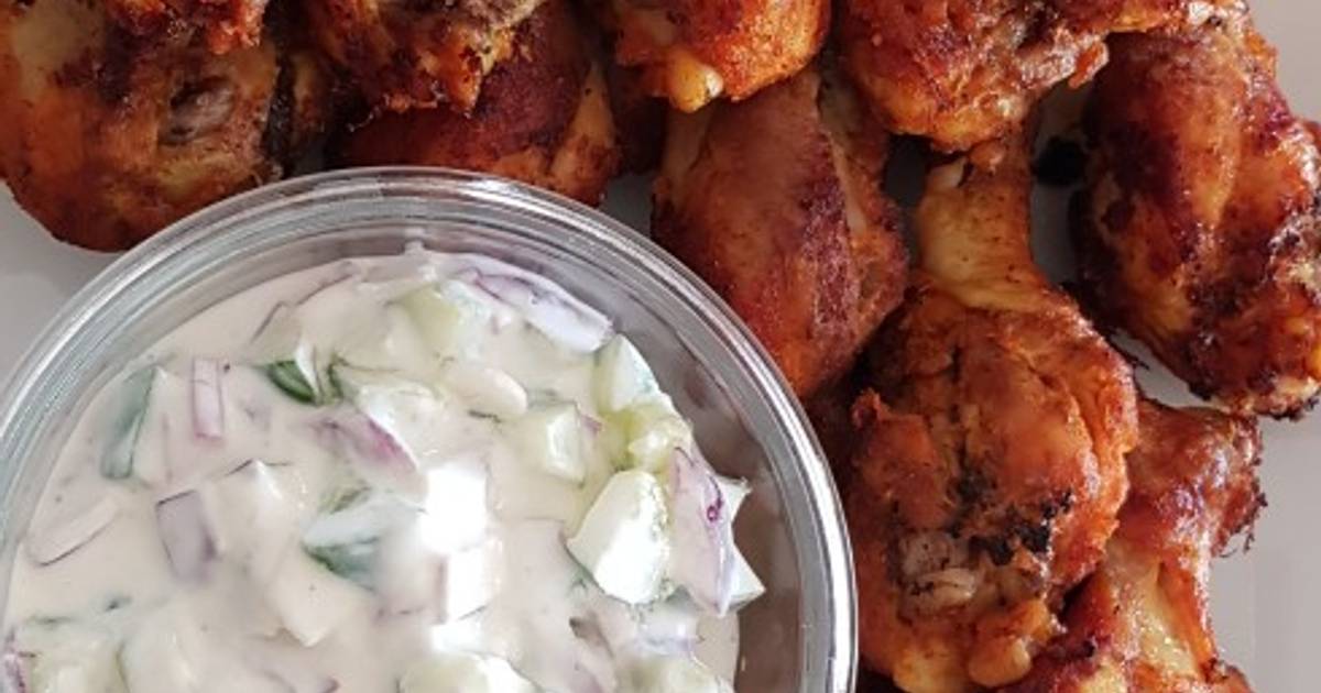 Cucumber Yogurt & Chicken Drumsticks in Spices Recipe by Pinkblanket's