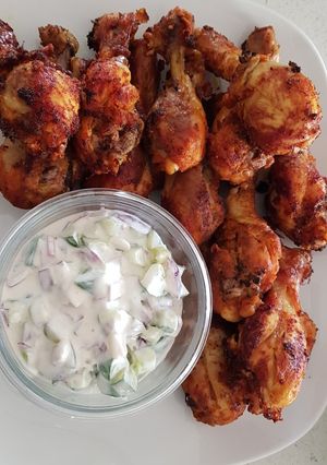 A picture of Cucumber Yogurt & Chicken Drumsticks in Spices.