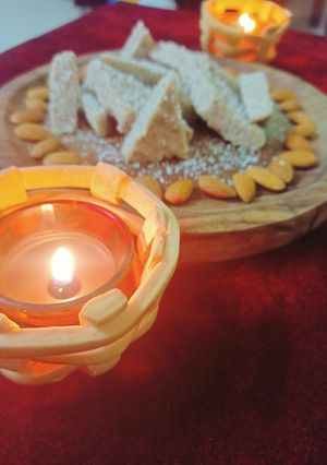 A picture of Almond and Coconut Burfi.