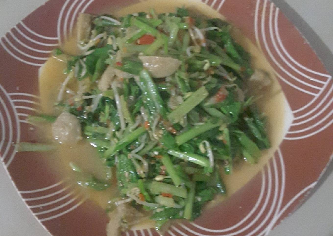 Tumis tauge sawi bakso ayam