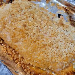A picture of Sriracha Mayo and Panko Crusted Salmon.