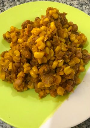 A picture of Adalu(beans and corn).