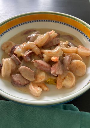 A picture of Shrimp and Sausage.
