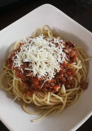 Foto resep Spaghetti with homemade bolognese sauce