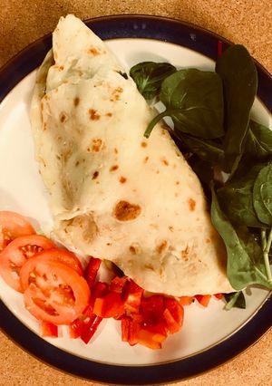 A picture of Cheese and Mushroom Savoury Pancake.
