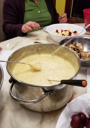 A picture of Cheesy Fruit Fondue.
