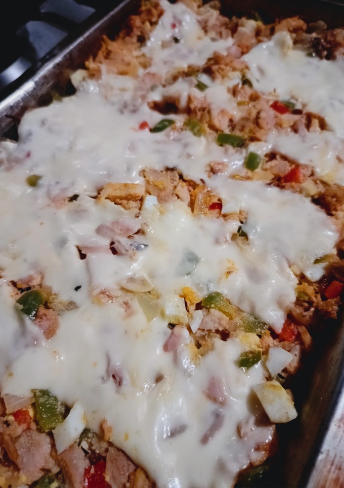 Una foto de Pastel de calabaza, pollo y queso