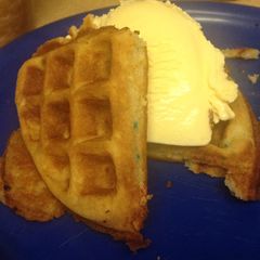 A picture of Birthday cake waffles.