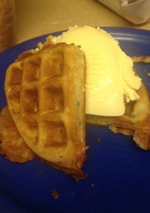 A picture of Birthday cake waffles.