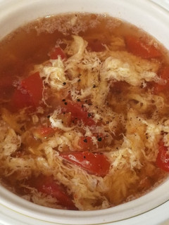 A picture of Tomato Egg Soup (Vegetarian).