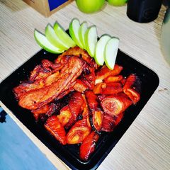Charsiew Pork Intestine (Chitterlings) A picture of Charsiew Pork Intestine (Chitterlings).