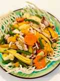 Crispy Cassava Noodles with Sweet and Sour Stir-Fried Squid and Vegetables