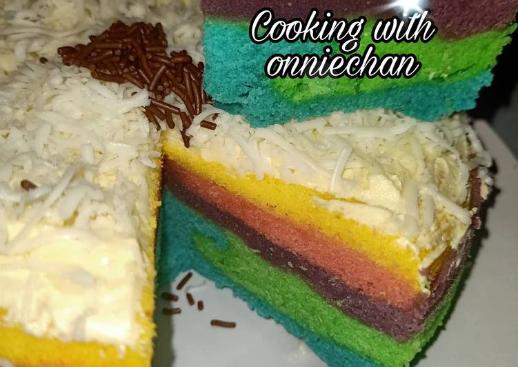 Bumbu Rainbow Cake Kukus | Bahan Membuat Rainbow Cake Kukus Yang Enak dan Simpel