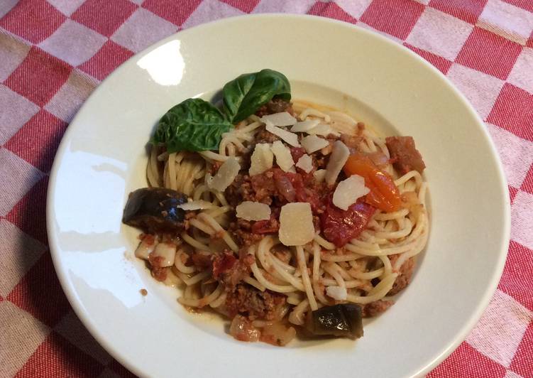 Recette de Fait maison Spaghetti à la viande et aux légumes