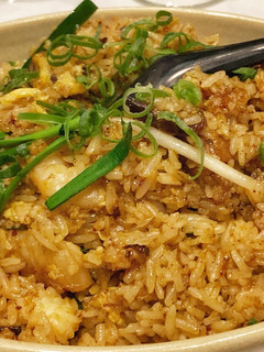 A picture of BBQ Pork and Prawn Fried Rice.