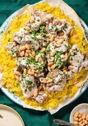 A picture of Mansaf (lamb with rice and yogurt sauce) (Jordan).
