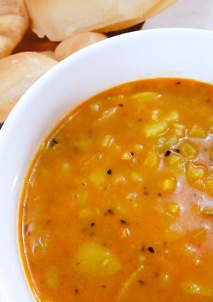 A picture of Aloo Tarkari with Puri.