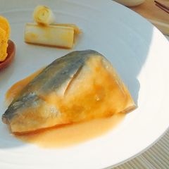 A picture of Mackerel braised in Miso souce.