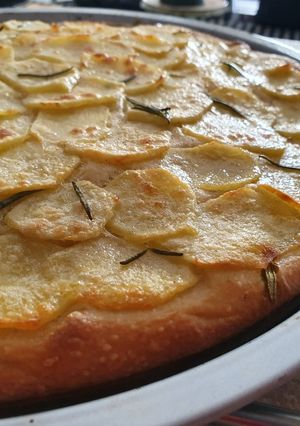 A picture of Potato and Rosemary Focaccia with Sourdough Starter.
