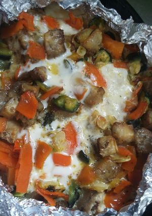 Una foto de Verduras al horno en aluminio