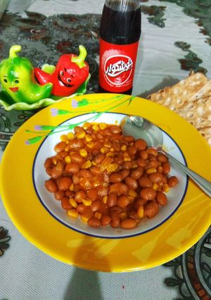 عکسی از دستور خوراک لوبیا با ذرت