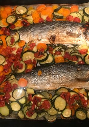 Foto di Branzino con verdurine al forno
