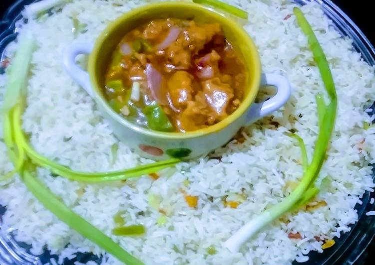 Recipe of Perfect Chicken chilli with stir fry veg rice