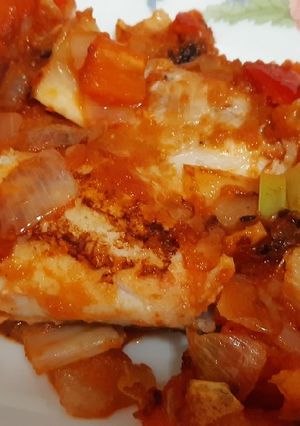 Una foto de Cogote de merluza con hortalizas, sabor Cookpad