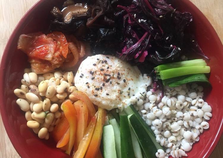 Resep Bimbibap bayam merah Barley (Vegan) yang Lezat Sekali