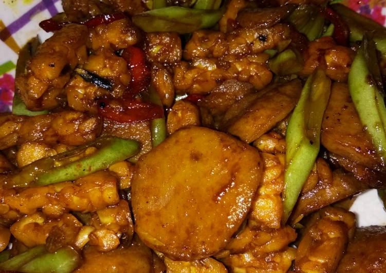 Bahan memasak Orek tempe buncis bakso yang Menggugah Selera