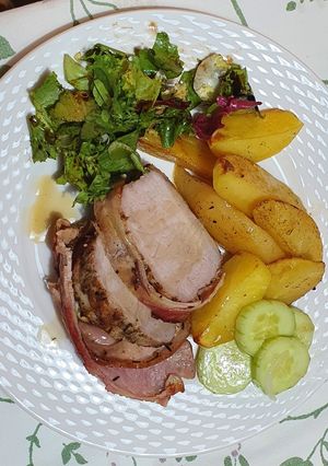 O poză a rețetei Cotlet cu bacon la cuptor.