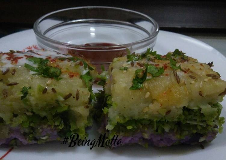 Recipe of Quick Baked Purple yam-Potato Handvo
