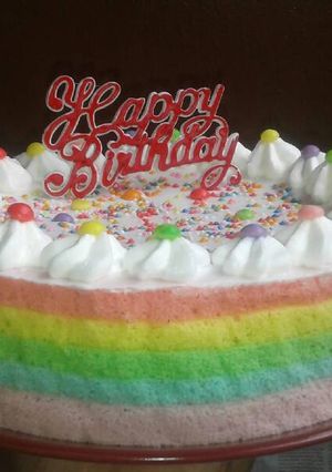 Foto resep Rainbow cake ekonomis ala Genika yulia
