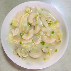 A picture of Chicken Macaroni Cream Soup (Sopas) - using Elbow Pasta.