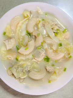 A picture of Chicken Macaroni Cream Soup (Sopas) - using Elbow Pasta.