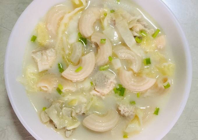 Chicken Macaroni Cream Soup (Sopas) - using Elbow Pasta